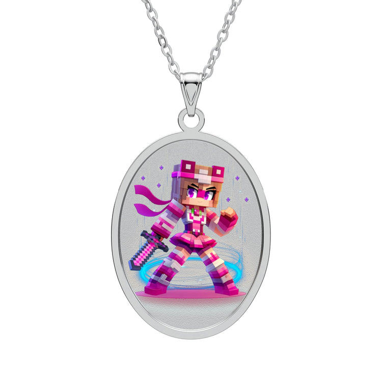 Pixel Princess Oval Pendant