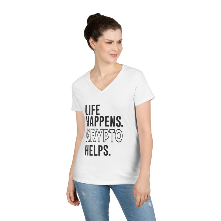 Life Happens Krypto Helps V-Neck Tee - Fandom-Made