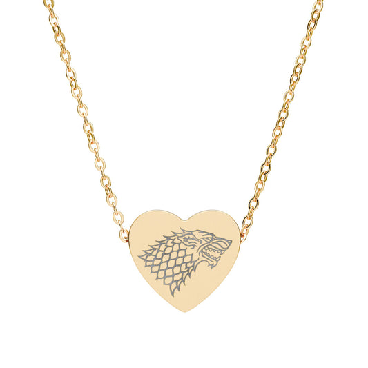 House Stark Sigil Heart Necklace - Fandom-Made