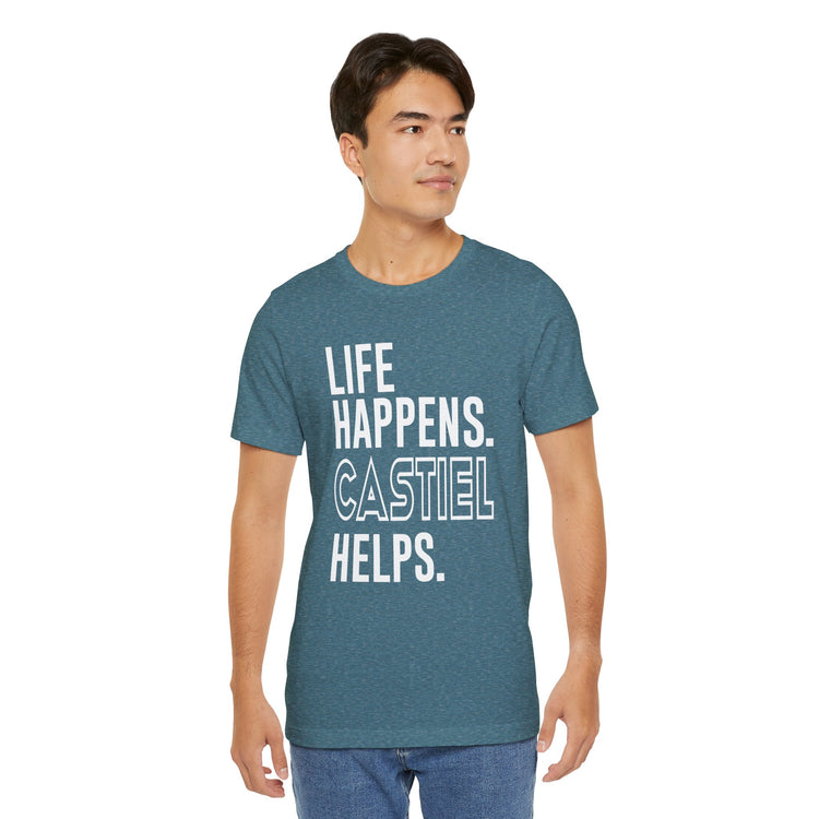 Life Happens Castiel Helps T-Shirt - Fandom-Made