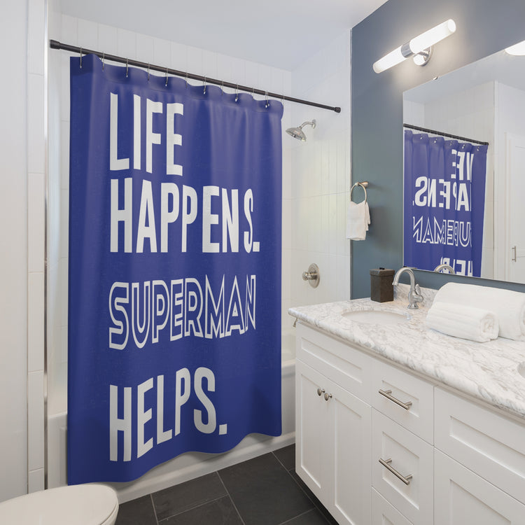 Life Happens Superman Helps Shower Curtain