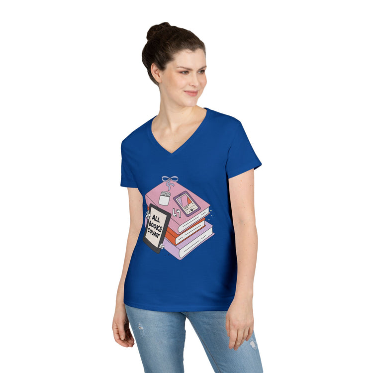 All Books Count Ladies' V-Neck Tee