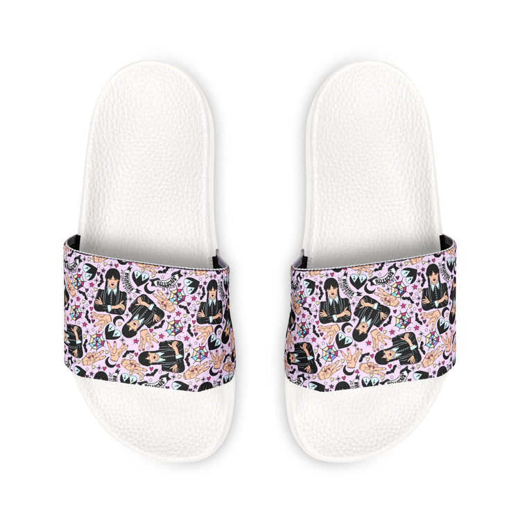Wednesday Addams All-Over Print Youth Slides - Fandom-Made