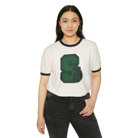 Slytherin S Embroidery Design Unisex Cotton Ringer T-Shirt - Fandom-Made