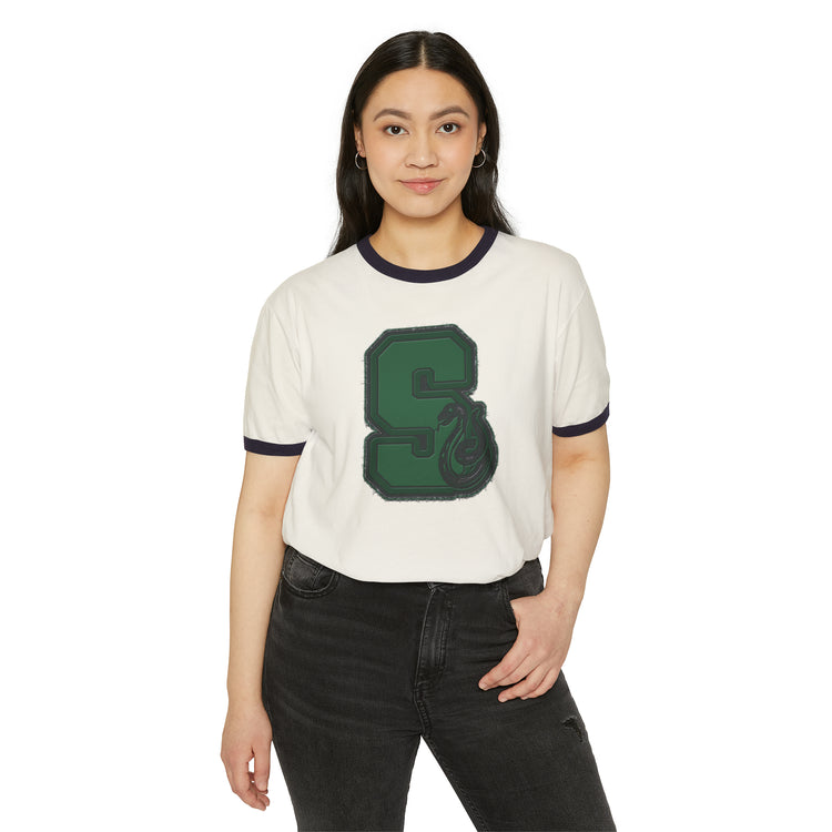 Slytherin S Embroidery Design Unisex Cotton Ringer T-Shirt - Fandom-Made