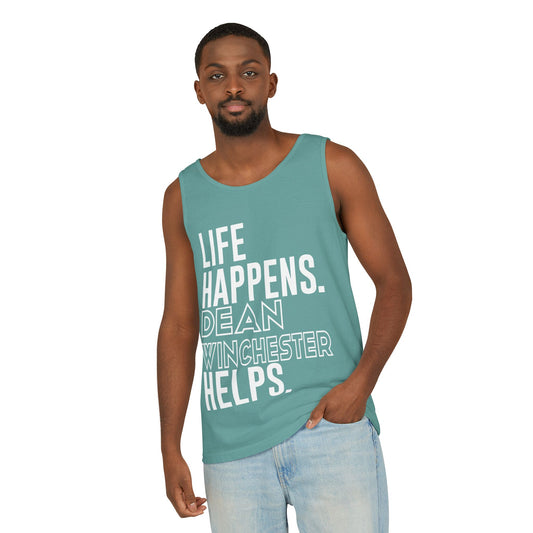 Life Happens Dean Winchester Helps Unisex Tank Top - Fandom-Made