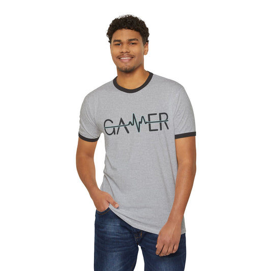 Gamer Heartbeat Ringer T-Shirt - Fandom-Made