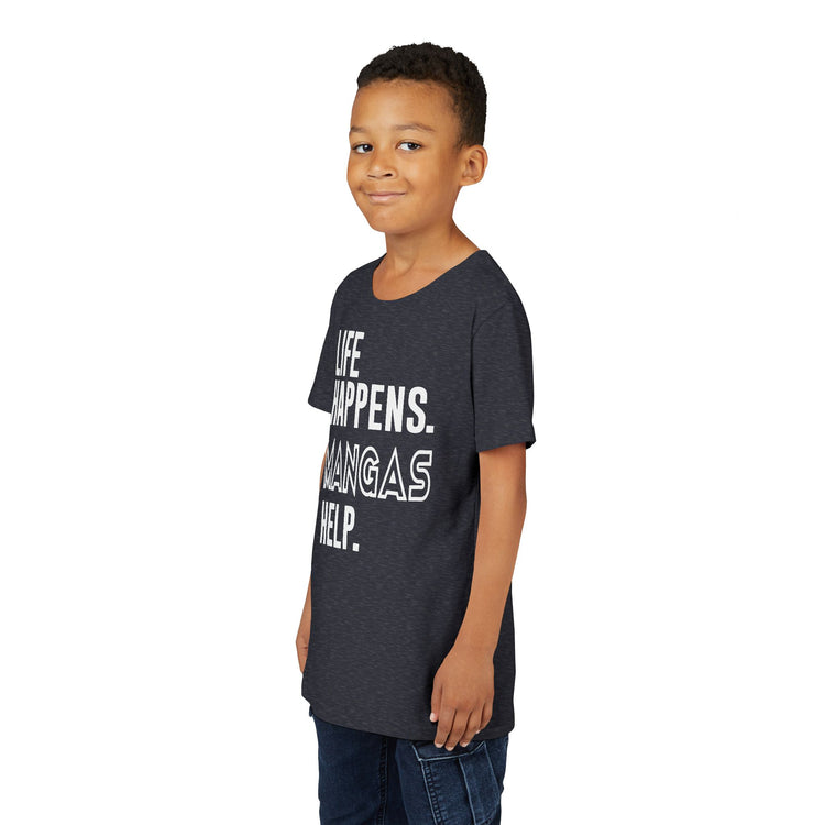 Life Happens Mangas Help Youth Tee - Fandom-Made
