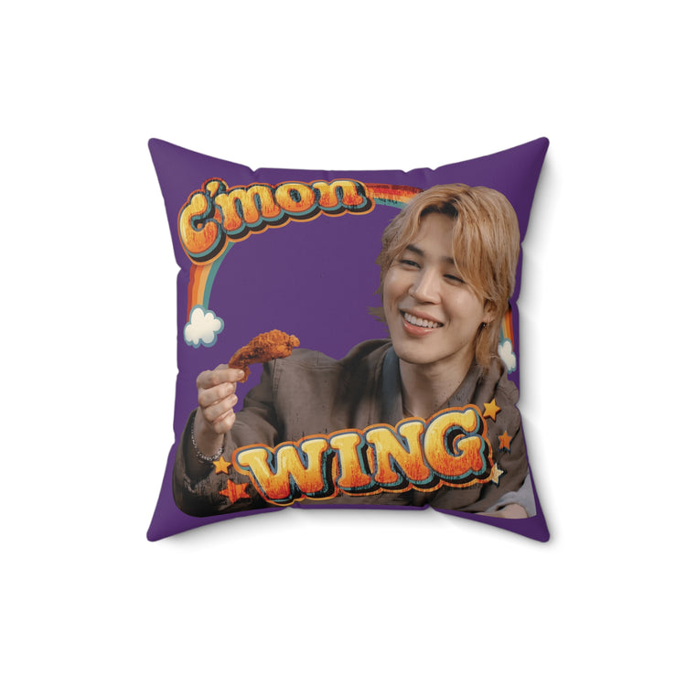 C'mon Wing Faux Suede Square Pillow