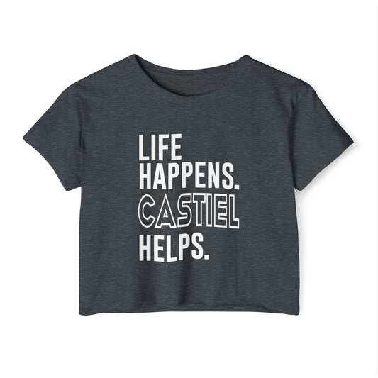 Life Happens Castiel Helps Crop Top - Fandom-Made