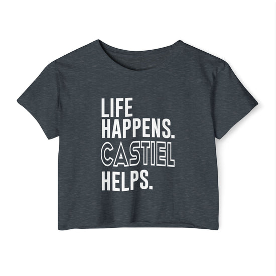 Life Happens Castiel Helps Crop Top - Fandom-Made