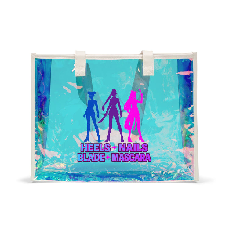 Heels Nails Blade Mascara Holographic Tote Bag