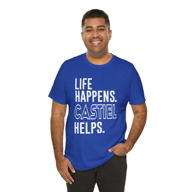 Life Happens Castiel Helps T-Shirt - Fandom-Made