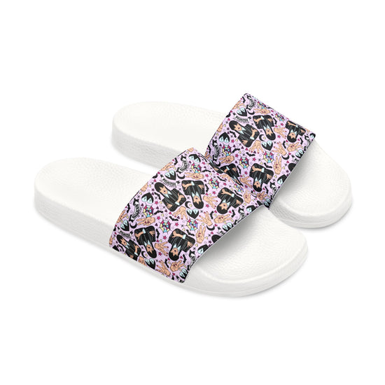 Wednesday Addams All-Over Print Youth Slides - Fandom-Made