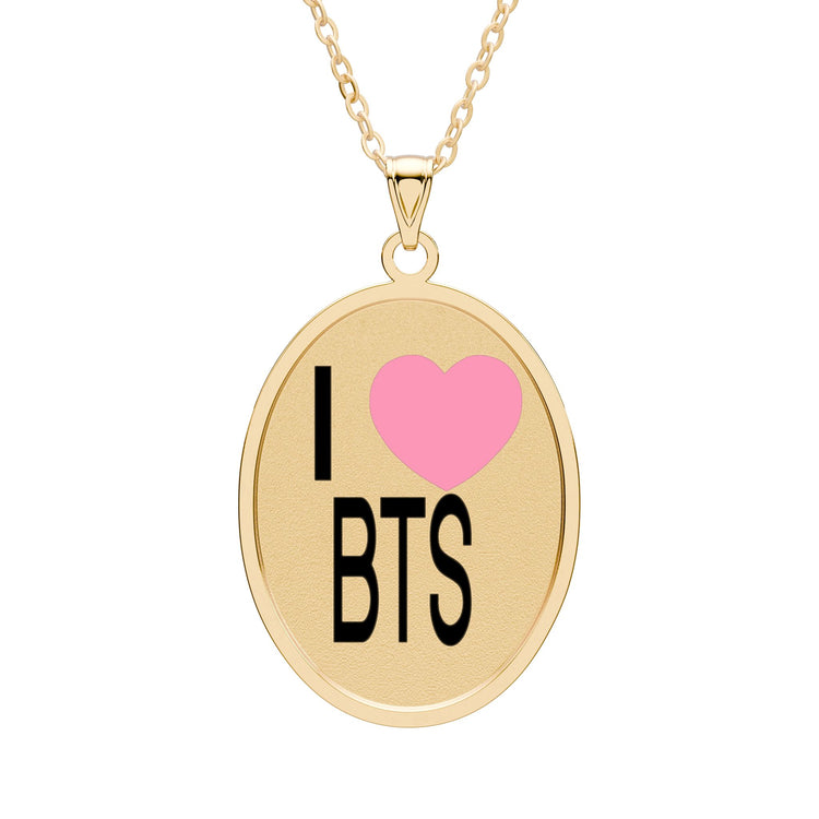 I Love BTS Oval Pendant