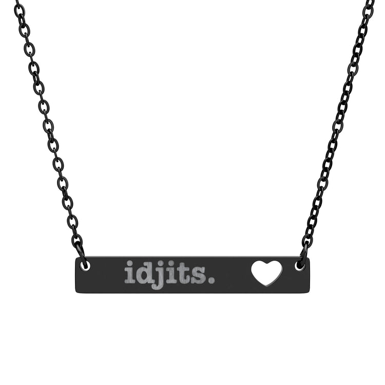 Idjits Cutout Heart Bar Necklace