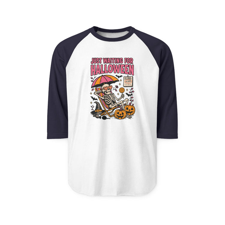 Just Waiting For Halloween 3/4 Raglan Shirt - Fandom-Made
