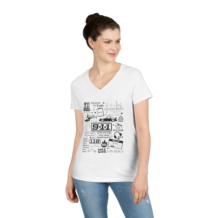 9-1-1 Is My Work Number Ladies' V-Neck Tee