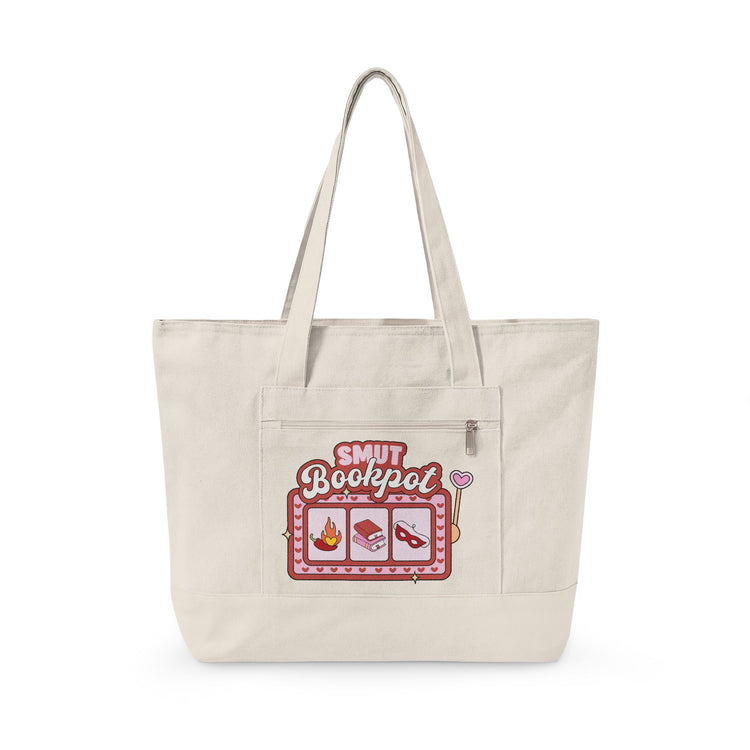 Smut Bookpot Zippered Canvas Tote - Fandom-Made