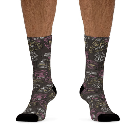 Galaxy Passport Stamps Socks - Fandom-Made