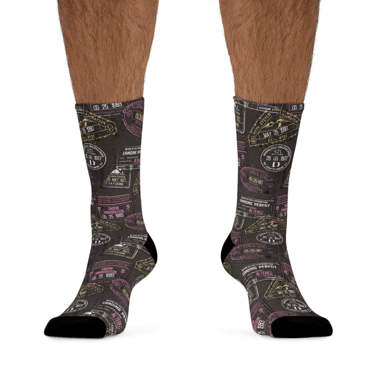Galaxy Passport Stamps Socks
