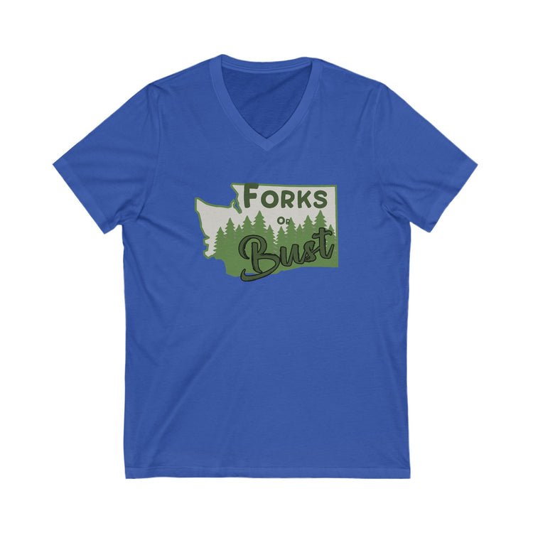Forks Or Bust V-Neck Tee - Fandom-Made