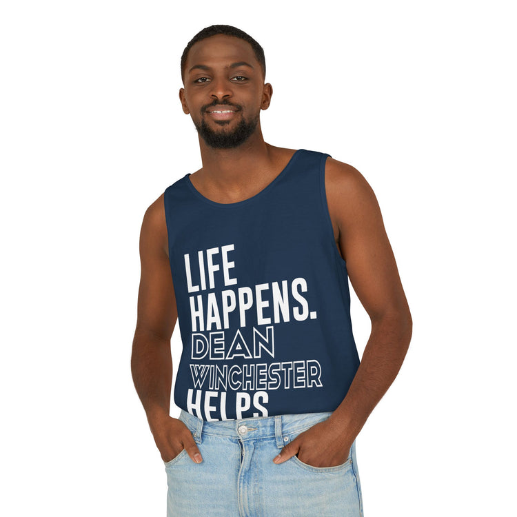 Life Happens Dean Winchester Helps Unisex Tank Top - Fandom-Made