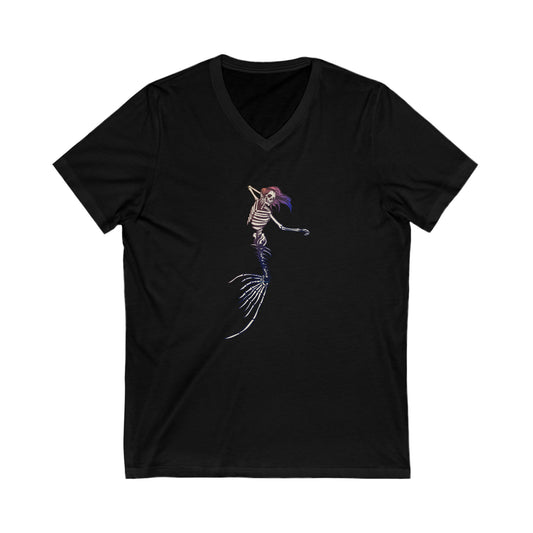 Mermaid Skeleton V-Neck Tee - Fandom-Made