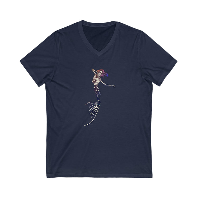 Mermaid Skeleton V-Neck Tee - Fandom-Made