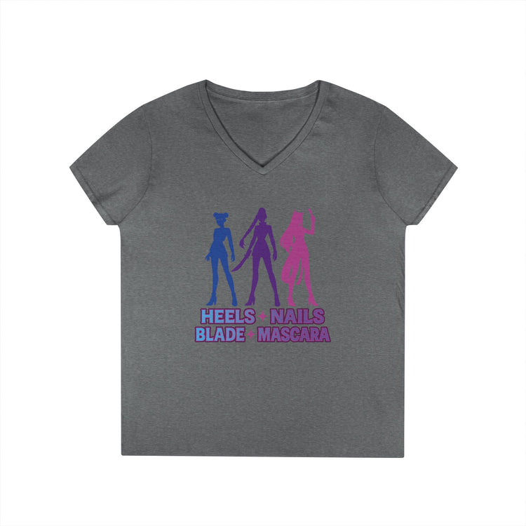 Heels Nails Blade Mascara Ladies' V-Neck Tee - Fandom-Made