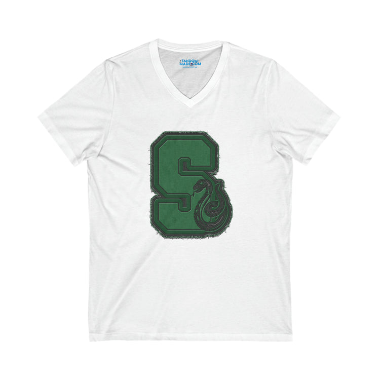 Slytherin S Embroidery Design V-Neck Tee - Fandom-Made