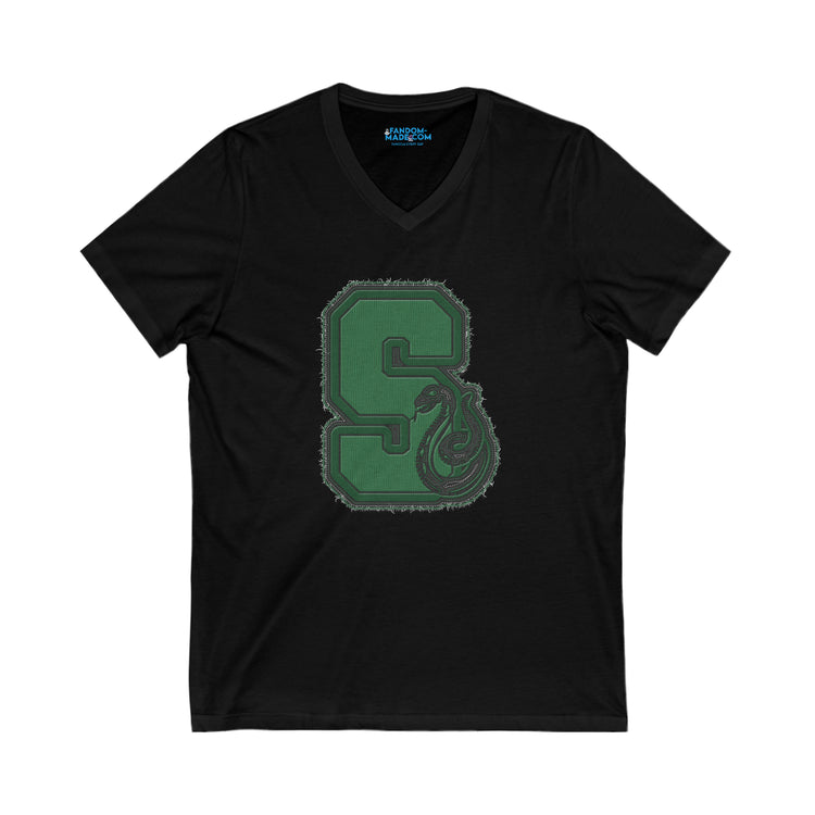 Slytherin S Embroidery Design V-Neck Tee - Fandom-Made