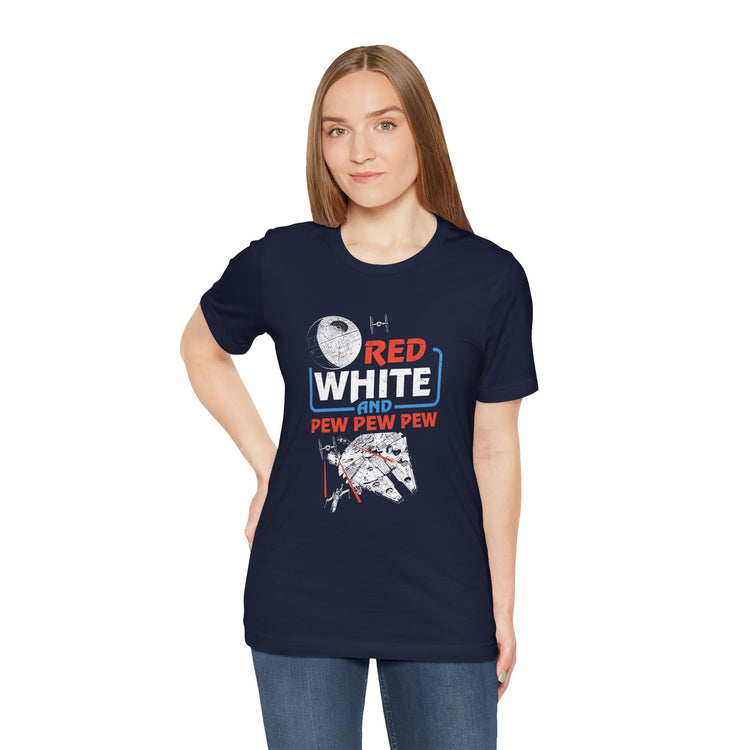 Red White Pew Pew Pew T-Shirt - Fandom-Made