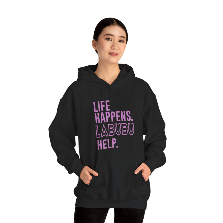 Life Happens Labubu Help Hoodie - Fandom-Made