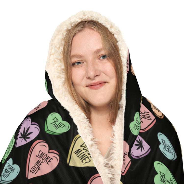 Stoner Conversation Hearts Snuggle Blanket - Fandom-Made