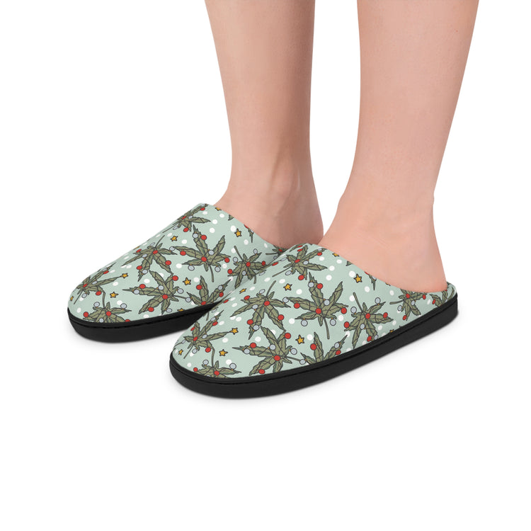 Cannabis Christmas Women's Slippers - Fandom-Made