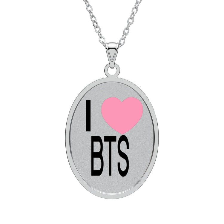 I Love BTS Oval Pendant
