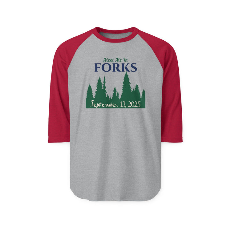 Meet Me In Forks 3/4 Raglan Shirt - Fandom-Made
