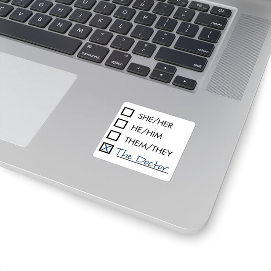 Doctor Who Pronouns Square Sticker - Fandom-Made