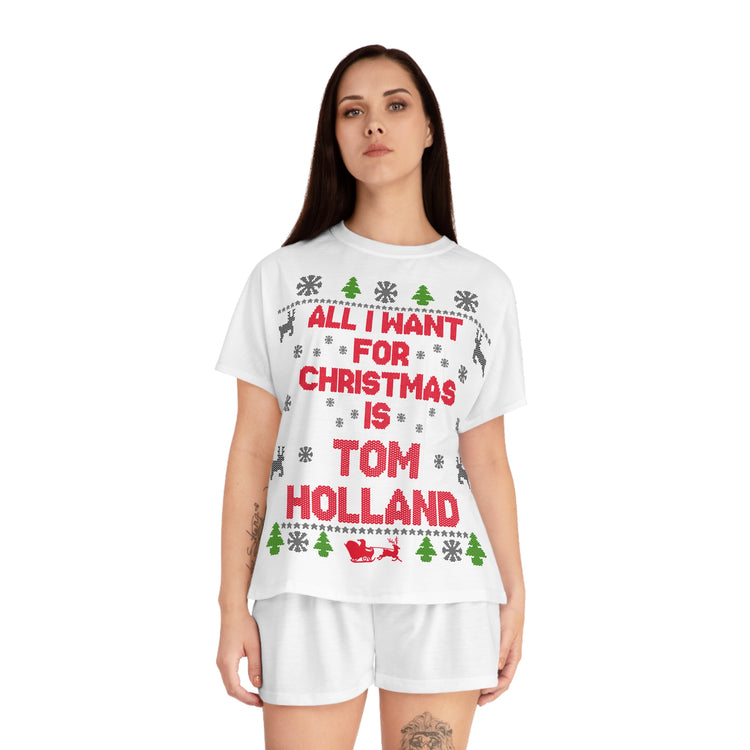 All I Want For Christmas Tom Holland Women's Short Pajama Set - Fandom-Made