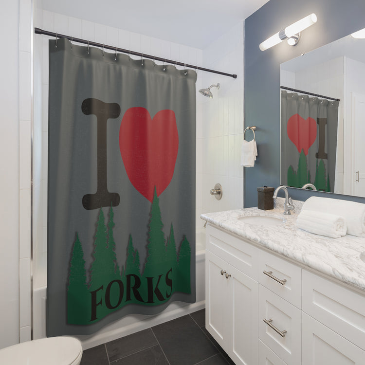 I Love Forks Shower Curtain - Fandom-Made
