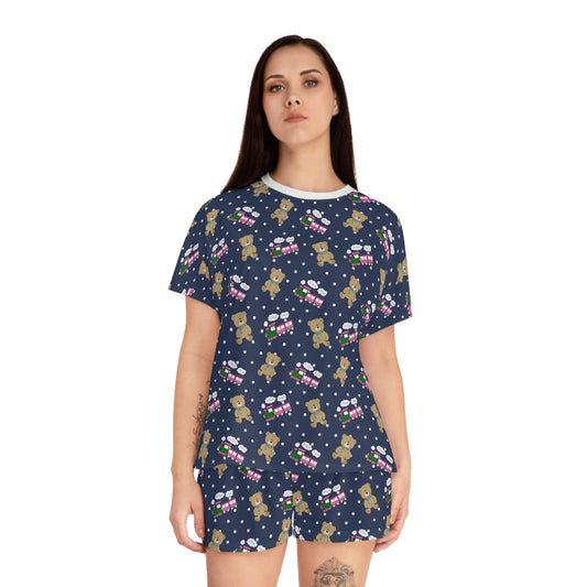Choo Choos And Teddy Bears Women's Short Pajama Set - Fandom-Made