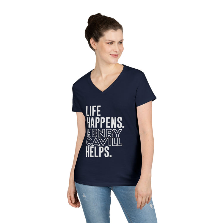 Life Happens Henry Cavill Helps V-Neck Tee - Fandom-Made