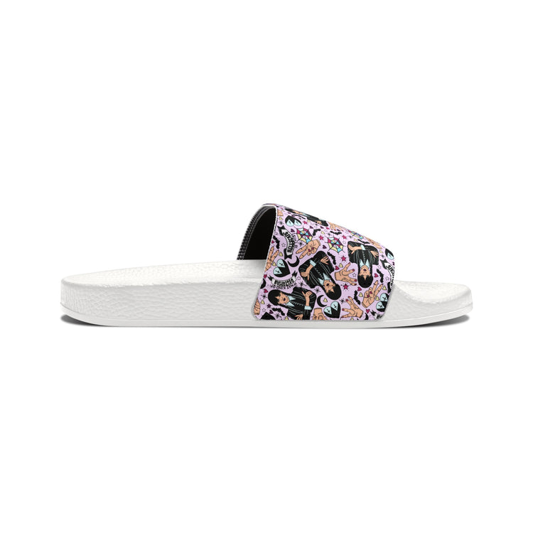 Wednesday Addams All-Over Print Youth Slides - Fandom-Made