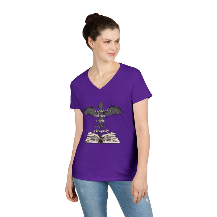 A Reader Without Their Book Ladies' V-Neck Tee