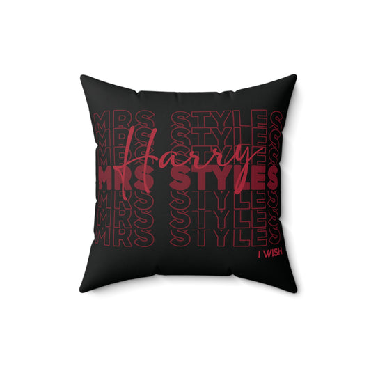 Mrs. Styles Faux Suede Square Pillow