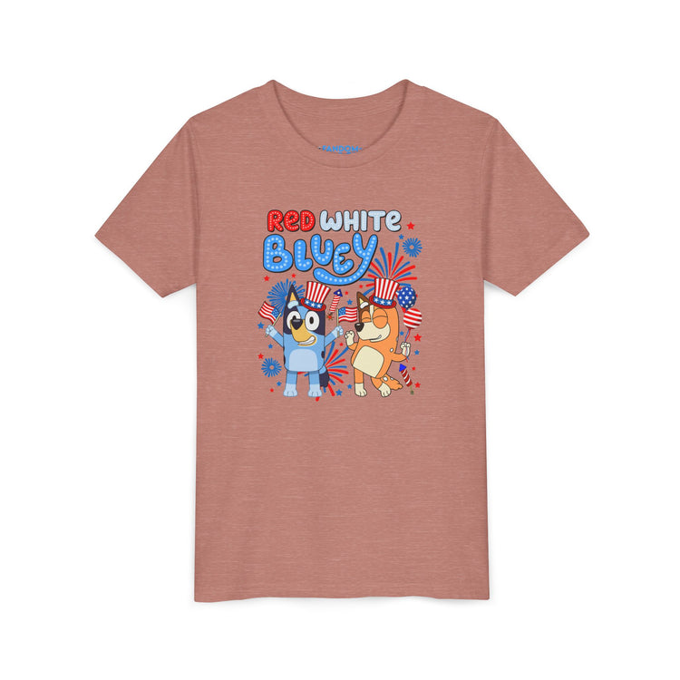 Red White Bluey Youth Tee - Fandom-Made