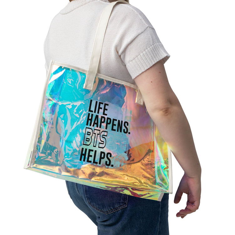 Life Happens BTS Helps Holographic Tote Bag