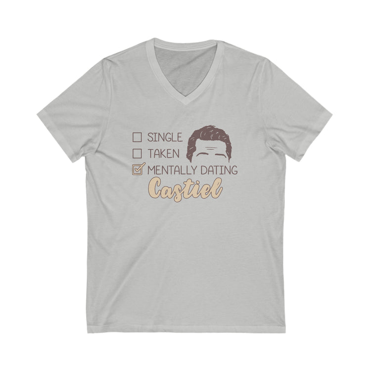 Mentally Dating Castiel V-Neck Tee - Fandom-Made