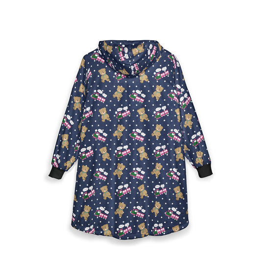 Choo Choos And Teddy Bears Unisex Hooded Blanket - Fandom-Made